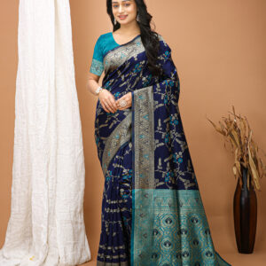 Everyday Cotton Saree — Sky Blue Simple Border